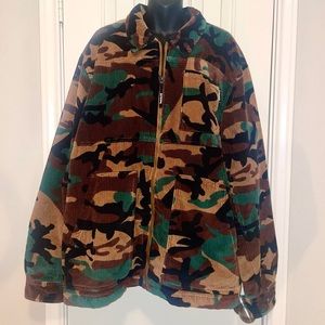Timberland Corduroy Camo Jacket Insulated Zip Up Size XXL